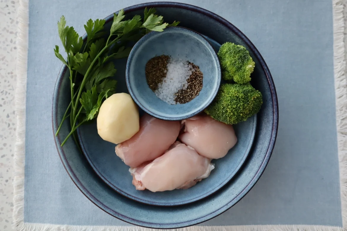 HFI baby food recipe with chicken potato and broccoli purée
